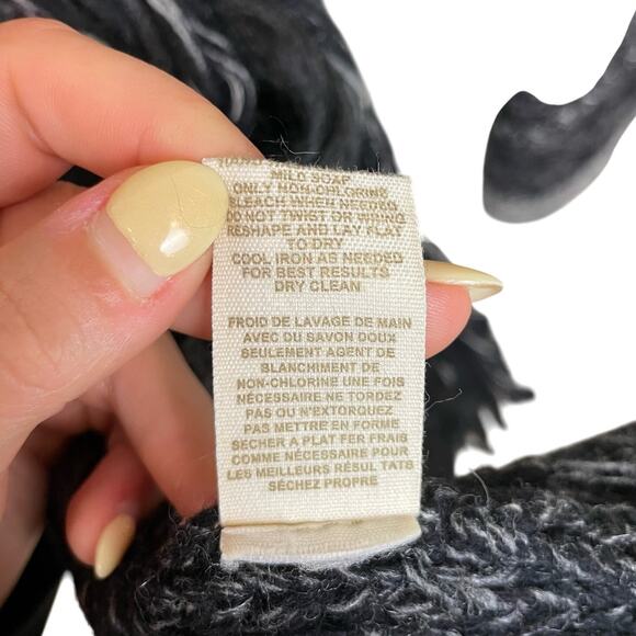 Free People Black & Gray Fringe Knit Wool Blend Open Long Cardigan Coatigan - Picture 12 of 12